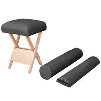 Taburetė masažui juoda su 12cm storio sėdyne ir 2 atramomis