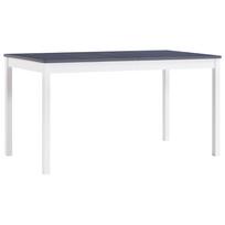 Valgomojo stalas 140x70x73cm baltas ir pilkas pušies med masyvas