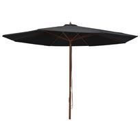 Lauko skėtis nuo saulės su mediniu stulpu juodas 350cm