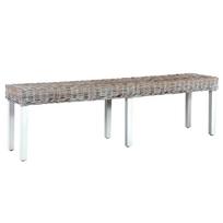 Suoliukas baltas 160cm Kubu ratanas ir mango masyvas