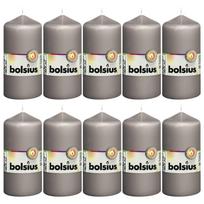 Bolsius Žvakės 10vnt šiltos pilkos 120x58mm cilindro formos