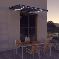 Markizė su vėjo jutikliu ir LED mėlyna ir balta 350x250cm