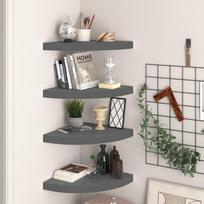 Pakabinamos kampinės lentynos 4vnt pilkos 35x35x38cm MDF