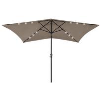 Sodo skėtis nuo saulės su LED ir plieniniu stulpu taupe 2x3m