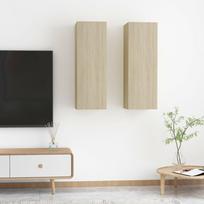 Televizoriaus spintelės 2vnt ąžuolo 305x30x90cm mediena