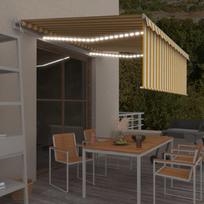 Automatinė markizė su LED/vėjo jutikliu geltona/balta 45x3m