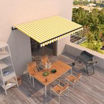 Automatinė ištraukiama markizė geltona ir balta 450x350cm