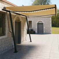 Automatinė markizė su LED/vėjo jutikliu geltona/balta 45x3m