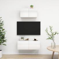 Televizoriaus spintelių komplektas 2 dalių baltas mediena