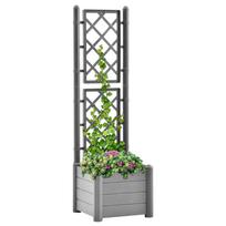 Sodo lovelis su treliažu akmens pilkas 43x43x142cm PP