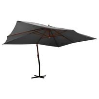 Gembinis sodo skėtis su mediniu stulpu antracito 400x300cm