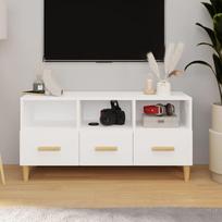 Televizoriaus spintelė balta 102x36x50cm mediena blizgi