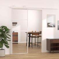 Stumdomos durys baltos 76x205cm ESG stiklas ir aliuminis