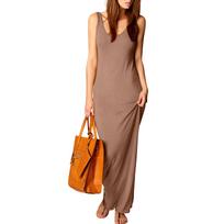 Moteriška Sexy Vest Maxi Suknelė Be rankovių Slim Fit Suknelė L smėlis