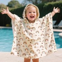 Soft and Absorbent Children's Hooded Bath Towel - Featuring Blue Dolphin and Shark Patterns, Quick Drying and Multifunctional 60*60CM