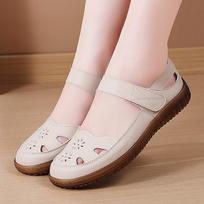 Women's Sandals Summer Mary Jane Beach Shoes White Flat Shoes Casual Soft Walking Sandals for Girl Plus Size EU:35 smėlis