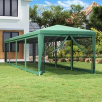 Proginė palapinė su 10 tinklinių sienų žalia 3x12m HDPE