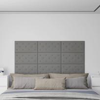Sienų plokštės 12vnt pilkos 60x30cm dirbtinė oda 216m²