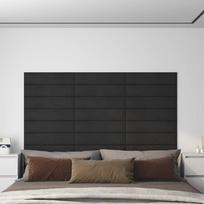 Sienų plokštės 12vnt juodos 60x15cm aksomas 108m²