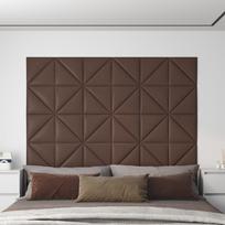 Sienų plokštės 12vnt rudos 30x30cm dirbtinė oda 054m²