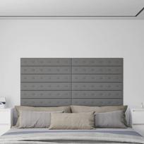 Sienų plokštės 12vnt pilkos 90x15cm dirbtinė oda 162m²
