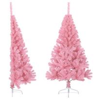 Dirbtinė pusinė Kalėdų eglutė su stovu rožinė 120cm PVC
