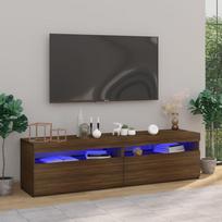 Televizoriaus spintelės su LED 2vnt rudos ąžuolo 75x35x40cm