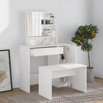 Kosmetinio staliuko komplektas baltas 865x35x136cm blizgus