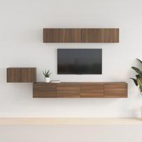 TV spintelių komplektas 5 dalių rudas ąžuolo mediena