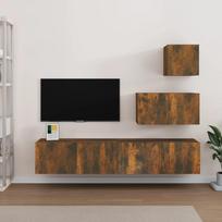 TV spintelių komplektas 4 dalių dūminio ąžuolo mediena