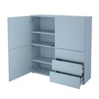 FMD Spintelė su 3 stalčiais ir 3 spintelėmis mėlyna 99x315x1012cm