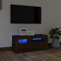 TV spintelė su LED apšvietimu ruda ąžuolo 90x35x40cm