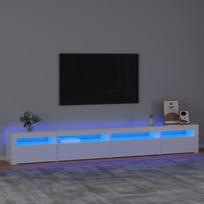 TV spintelė su LED apšvietimu balta 270x35x40cm blizgi