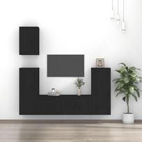 Televizoriaus spintelių komplektas 5 dalių juodas mediena