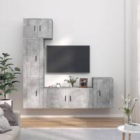 TV spintelių komplektas 5 dalių betono pilkas mediena