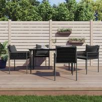 Sodo kėdės su pagalvėmis 4vnt juodos 54x61x83cm ratanas