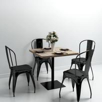 Bistro staliukas 80x80x75cm ąžuolo spalvos MDF ir plienas