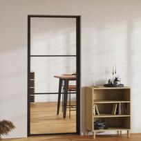 Vidaus durys juodos 93x2015cm ESG stiklas ir aliuminis