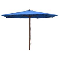 Lauko skėtis nuo saulės su mediniu stulpu mėlynas 350cm