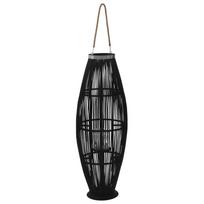 Pakabinamas žibintas žvakei juodas 95cm bambukas