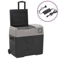 Šaltdėžė su ratukais ir adapteriu juoda ir pilka 50l PP
