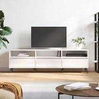 Televizoriaus spintelė balta 150x30x445cm mediena blizgi