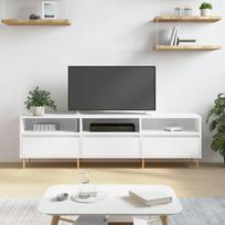 Televizoriaus spintelė balta 150x30x445cm apdirbta mediena