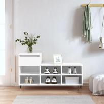 Spintelė batams balta 102x36x60cm apdirbta mediena blizgi