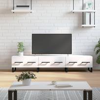 Televizoriaus spintelė balta 150x36x30cm apdirbta mediena