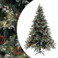 Kalėdų eglutė su kankorėžiais žalia/balta 120cm PVC ir PE