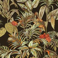 DUTCH WALLCOVERINGS Tapetai Bird-of-Paradise juodos spalvos