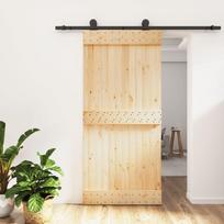 Stumdomos durys su įrangos rinkiniu 95x210cm pušies masyvas