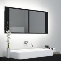 Veidrodinė vonios spintelė su LED 100x12x45cm juoda akrilas