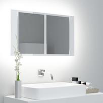 Veidrodinė vonios spintelė su LED 80x12x45cm balta akrilas